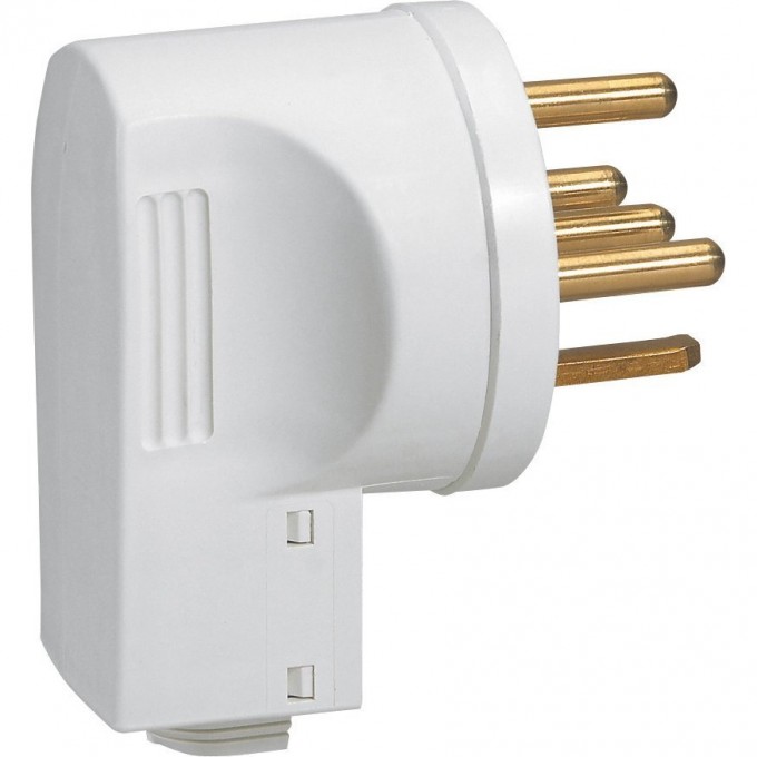 Вилка пластиковая LEGRAND 3К+Н+З 32 А выход кабеля сбоку белый 055807