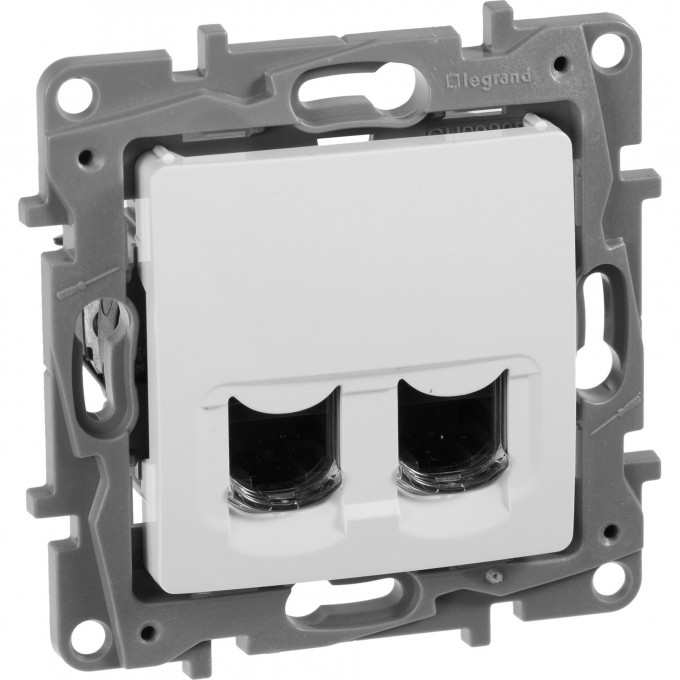 Двойная розетка LEGRAND Etika RJ 45 категория 6 UTP белый 672254