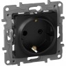 Розетка LEGRAND 2К+З со шторками немецкий стандарт винтовые зажимы 16 А 250 В Etika антрацит 672622
