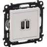 Зарядное устройство LEGRAND Valena LIFE с двумя USB-разъемами 240В/5В 1500мА с лицевой панелью белый 753412