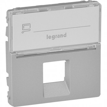 Лицевая панель LEGRAND Valena LIFE для одиночных розеток телефонных/информационных с держателем маркировки алюминий