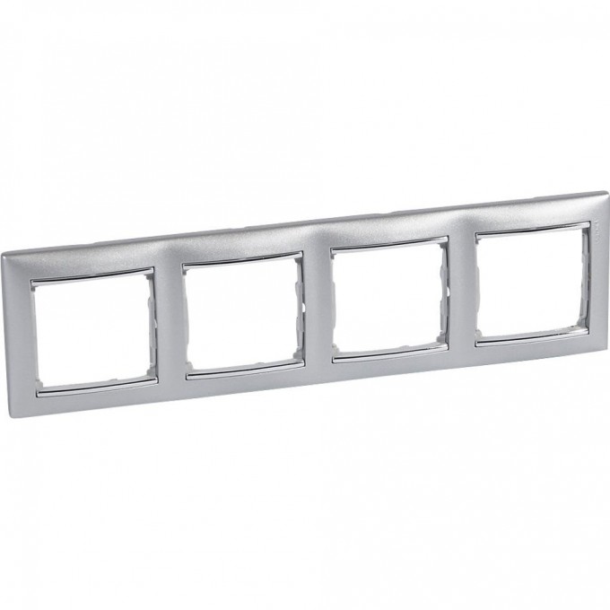 Рамка LEGRAND Valena 4 поста алюминий/серебряный штрих 770354