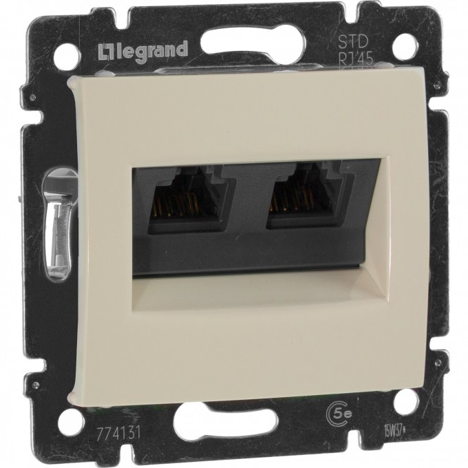 Информационная розетка LEGRAND Valena RJ45 категория 5e UTP 2 выхода с захватами слоновая кость 774131