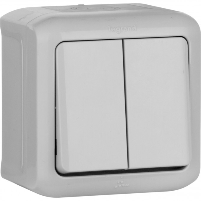 Двухклавишный переключатель LEGRAND на 2 направления 10 A 250 В Quteo IP 44 серый 782331