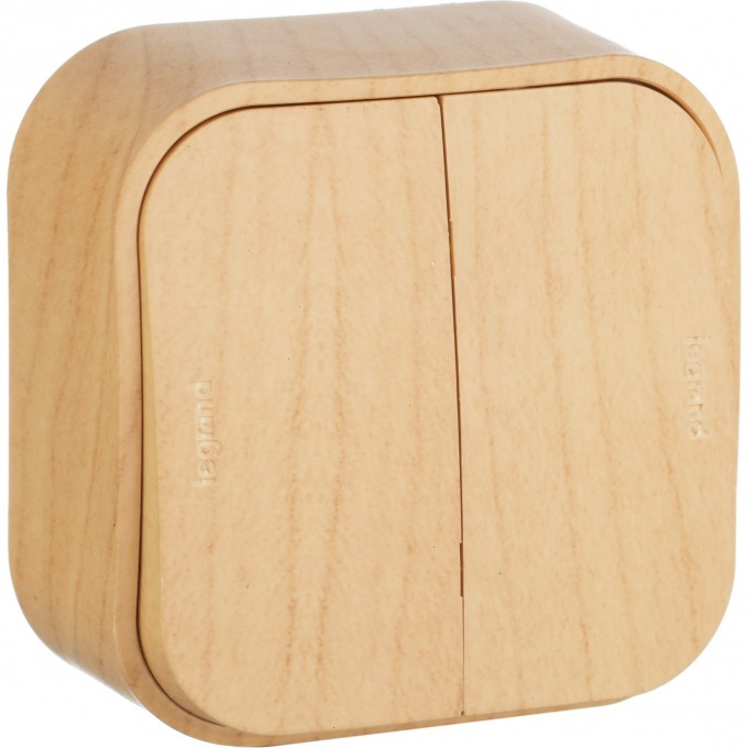 Выключатель LEGRAND двухклавишный 10 A 250 B Quteo IP 20 Дерево 782262