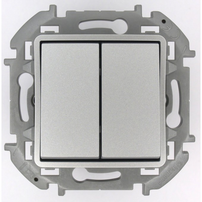 Переключатель модульный LEGRAND INSPIRIA двухклавишный 10 AX 250 В алюминий 673657
