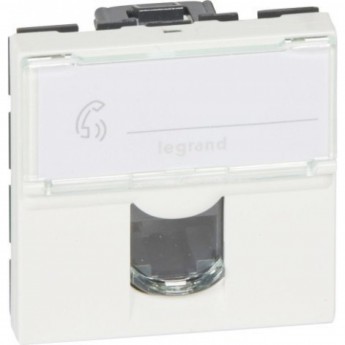 Розетка LEGRAND Mosaic RJ45 UTP кат.6, 90° вертикальная, 2 модуля, белый