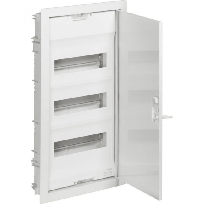 Щит встраиваемый LEGRAND Nedbox с плоской металлической дверью цвет RAL 9010 4 рейки 48+8 модулей белый 001434