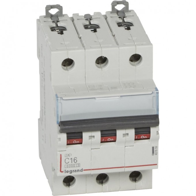 Выключатель автоматический LEGRAND трехполюсный 16А C DX3 6кА/10кА 407859