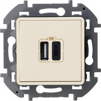 Зарядное устройство LEGRAND INSPIRIA с двумя USB разьемами A C 240В/5В 3000мА слоновая кость