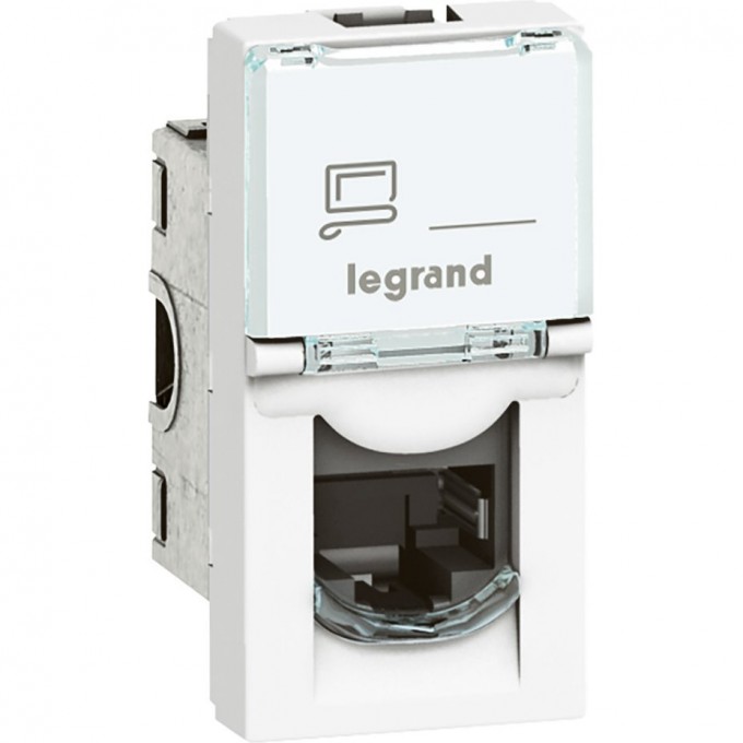 Розетка LEGRAND Mosaic RJ45 STP кат.6А, 1 модуль, белый 76573